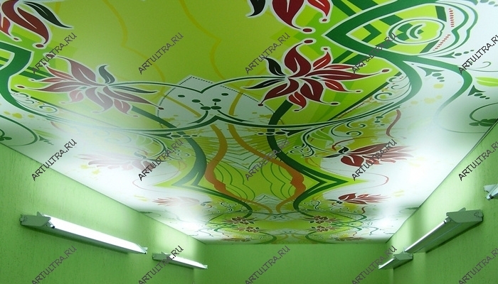 Внешняя подсветка потолка с фотопечатью